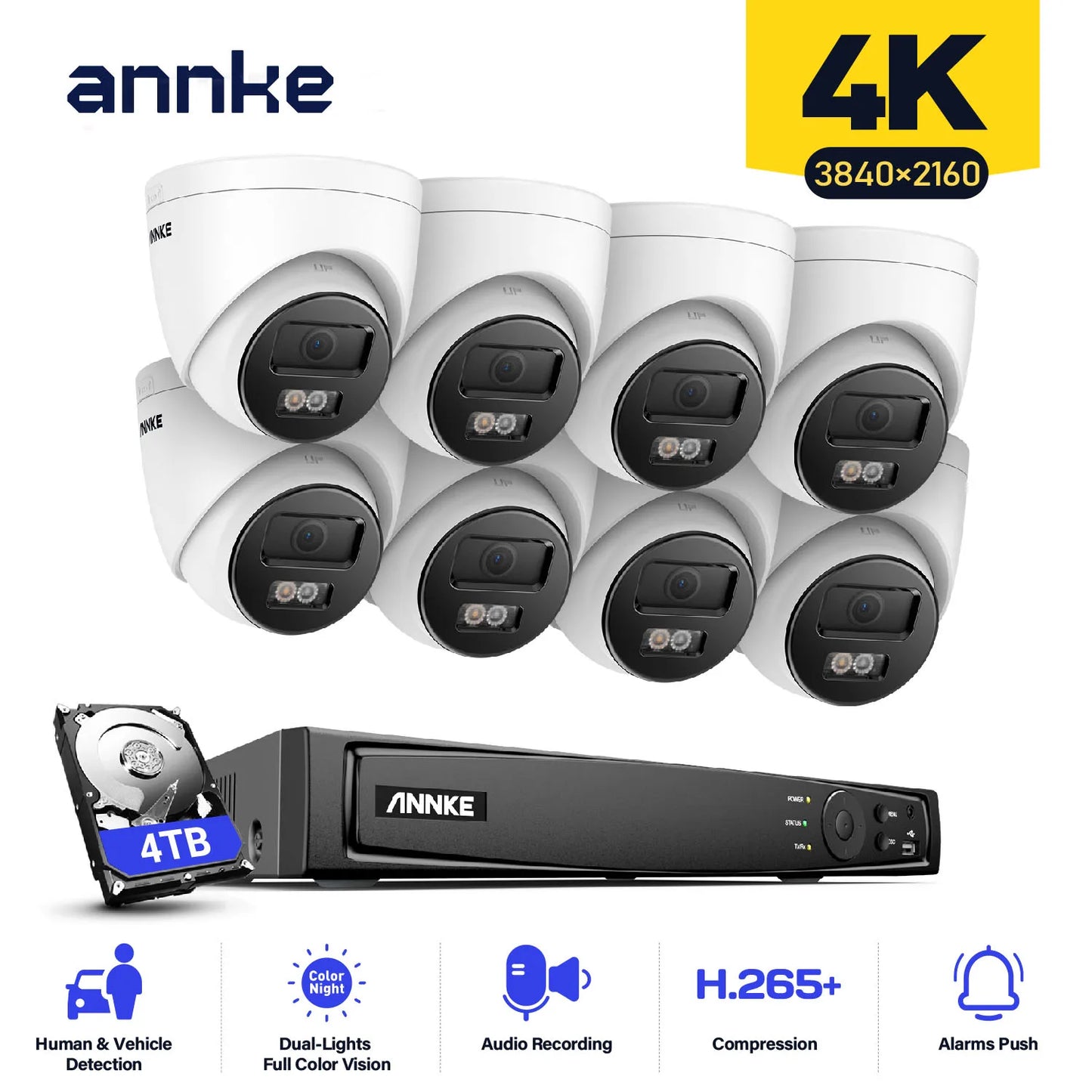 ANNKE 8 Channel 4K PoE NVR Security System With Cameras