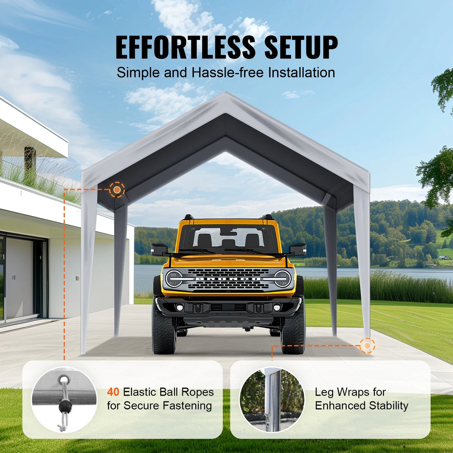 SucceBuy Carport Replacement Canopy Cover Heavy Duty Waterproof UV Protected