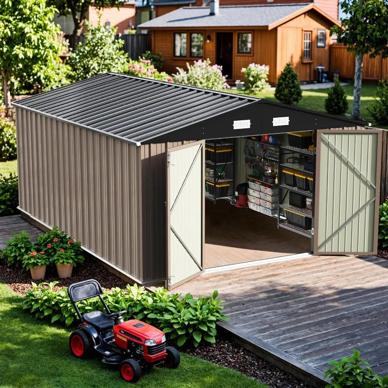 Outdoor Steel Storage Shed With Lockable Doors For Tools
