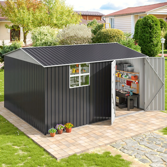Polar Aurora Outdoor Metal Storage Shed With Windows Lockable