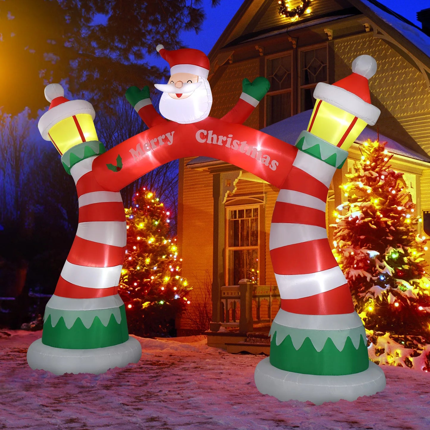 Hign-concerned Chemical Inflatable Santa Arch With LED