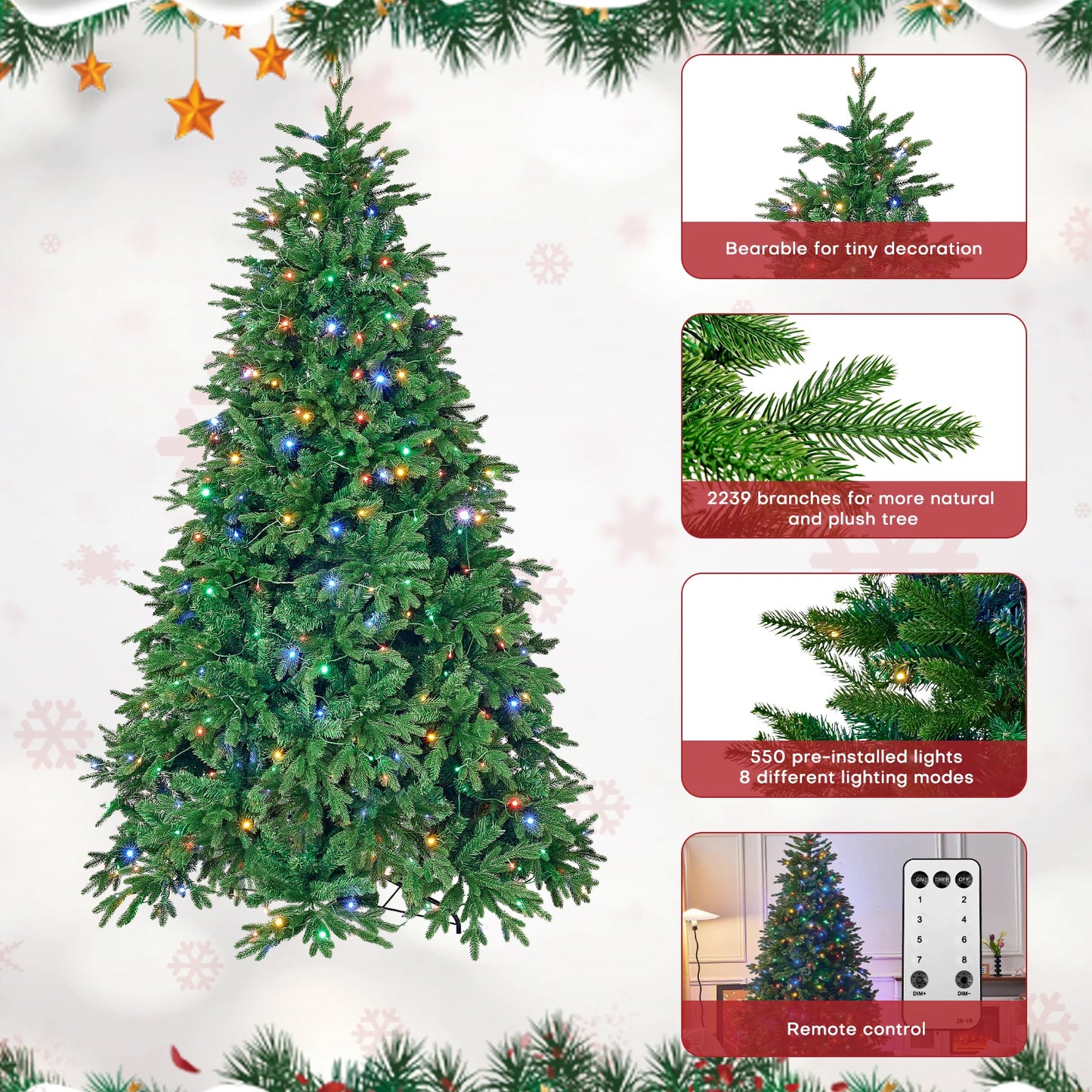 Redlife Christmas Tree with 23 LED Lights Metal Stand