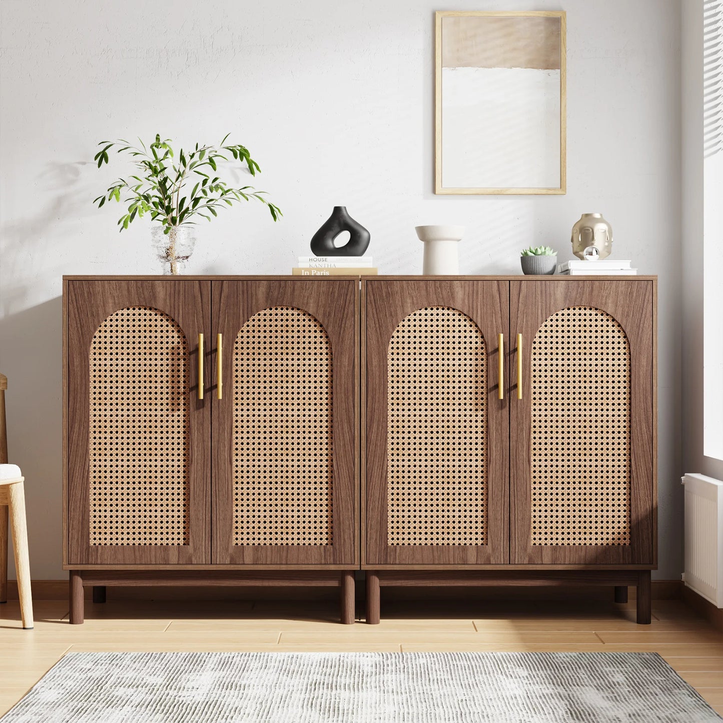 Tribesigns Rattan Sideboard Buffet Cabinet With Storage