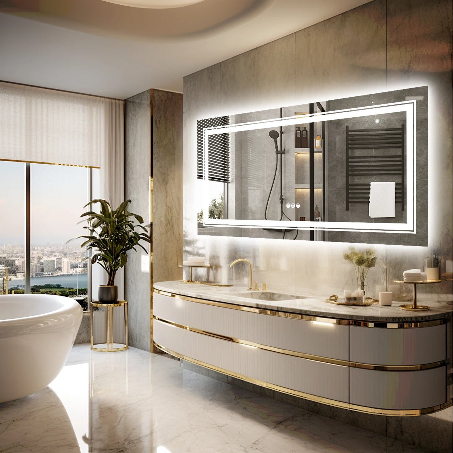 Wisfor Led Bathroom Mirror With Lights Anti Fog Dimmable