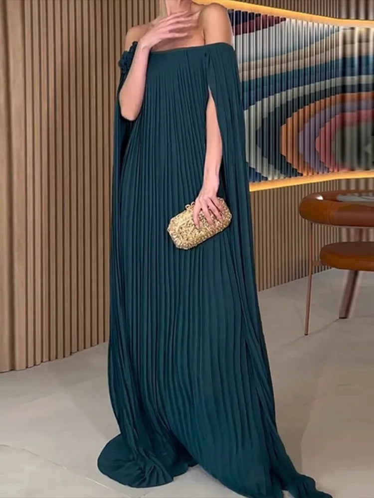 OSHOPLIVECN Off Shoulder Maxi Dress Women Loose Fit Elegant Evening