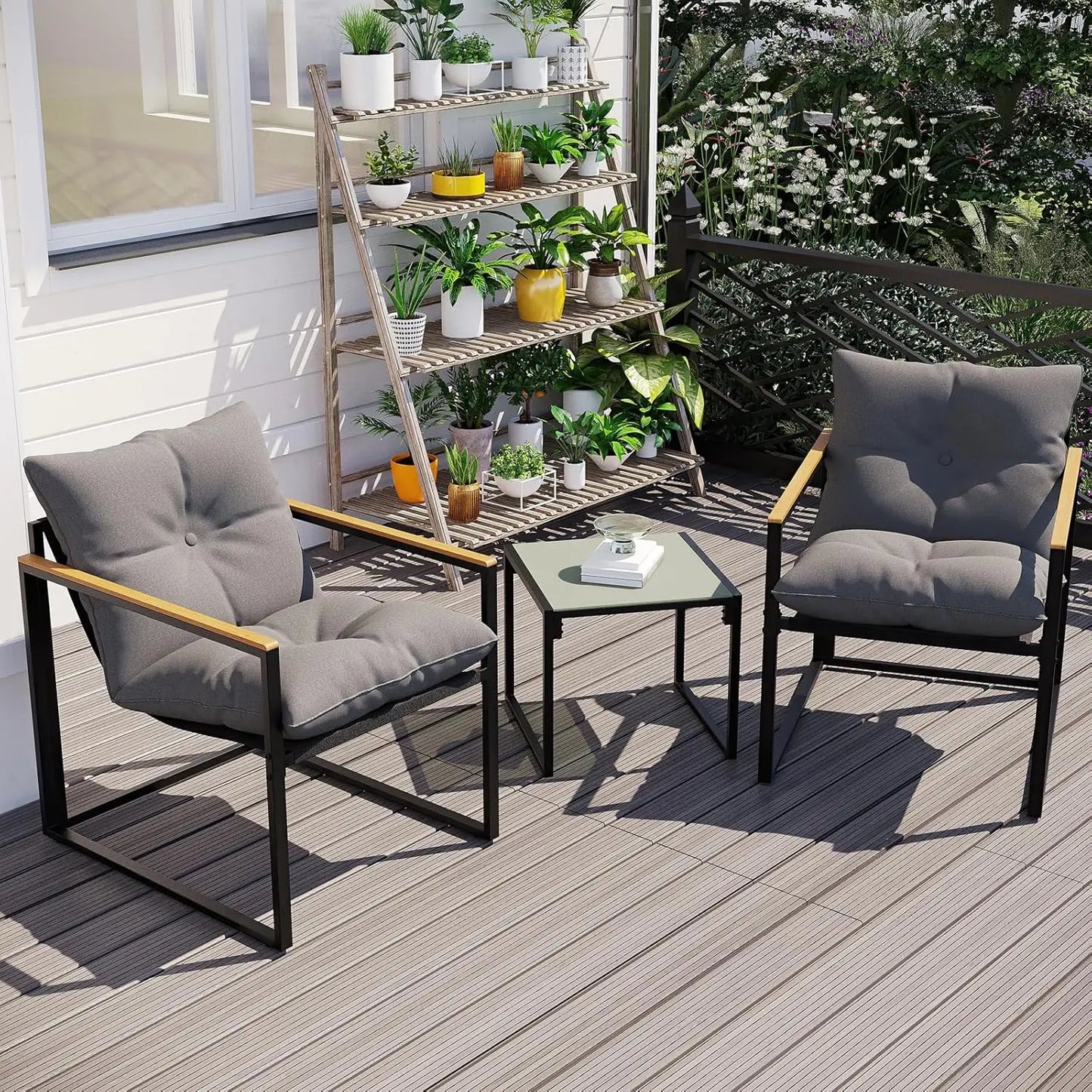 Outdoor Patio Furniture Set 3 Piece With Table And Chairs