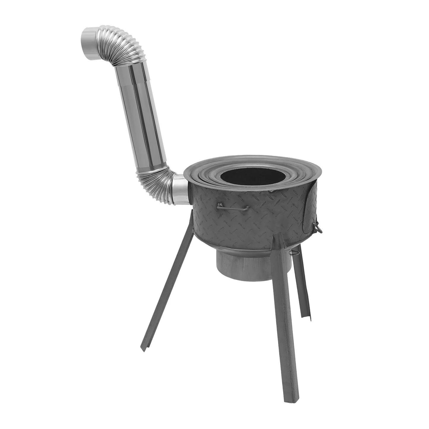 Portable Wood Burning Stove With Three Wok Rings For Outdoor Cooking