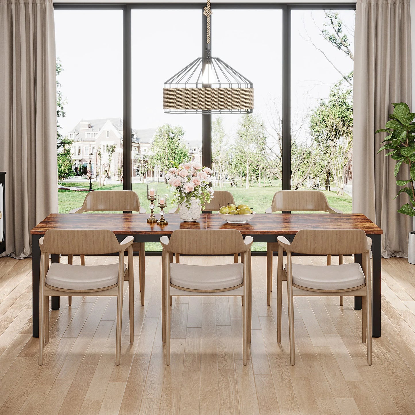Tribesigns Rustic Wood Dining Table For Home Kitchen