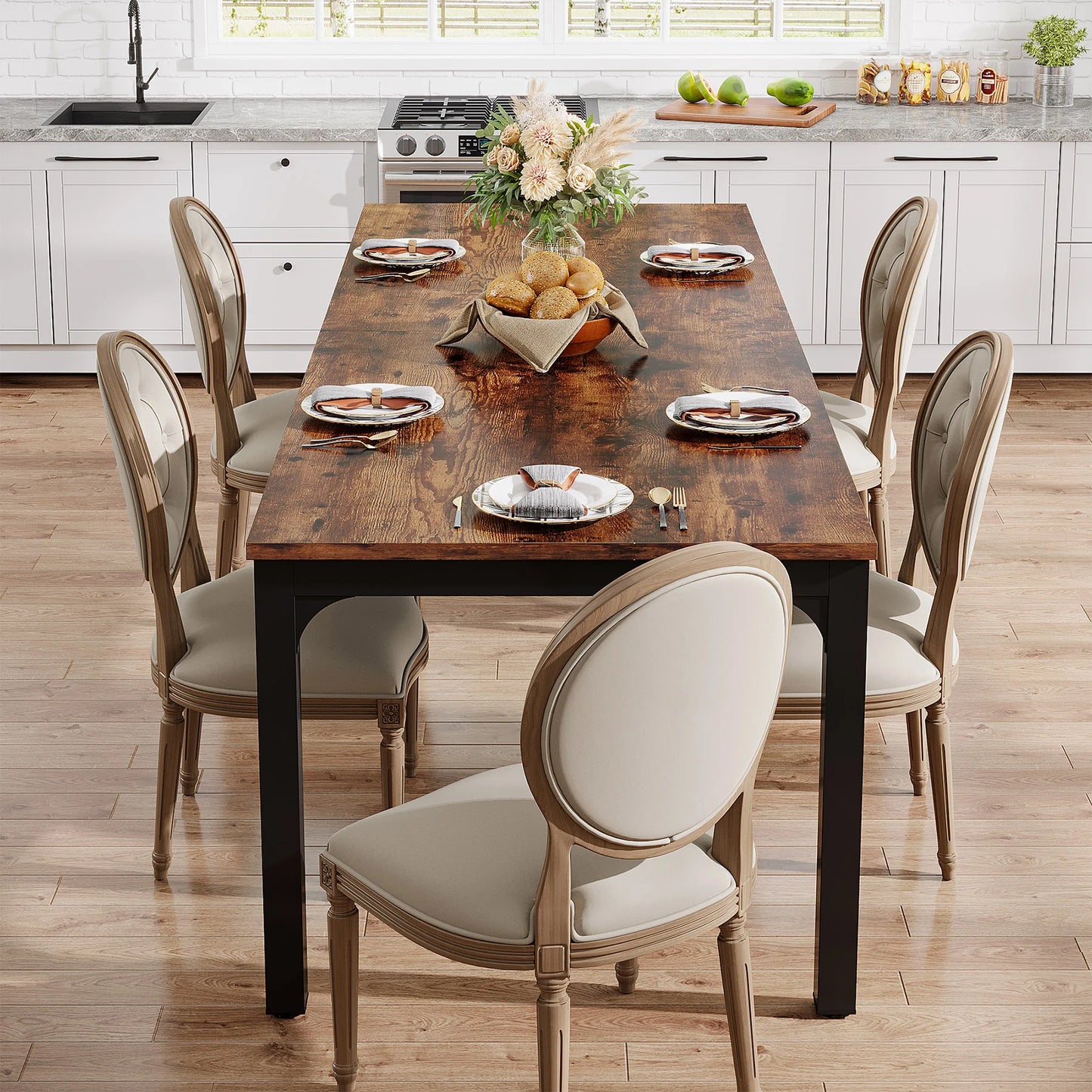 Tribesigns Rustic Wood Dining Table For Home Kitchen