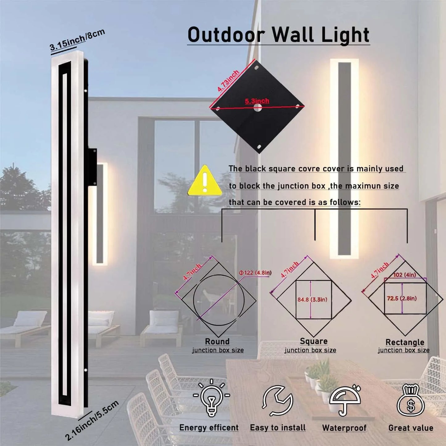 Outdoor Long Strip Modern LED Wall Light Sconce IP67