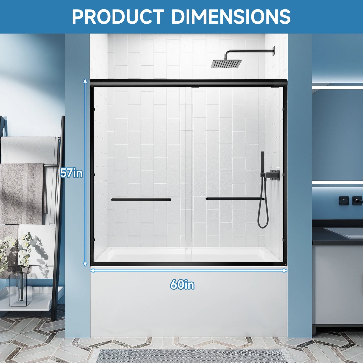 Sh.Kl Aluminum Frame Sliding Shower Door Tempered Glass