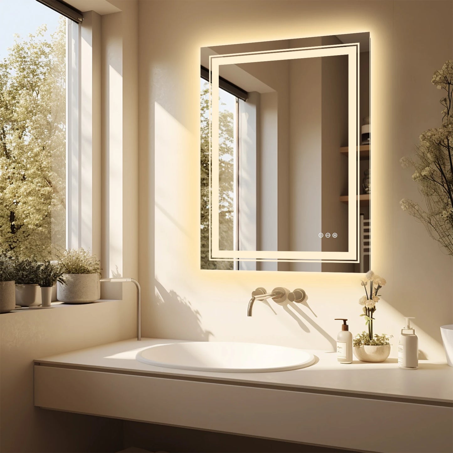 Wisfor Led Backlit Bathroom Mirror Front Light Anti Fog
