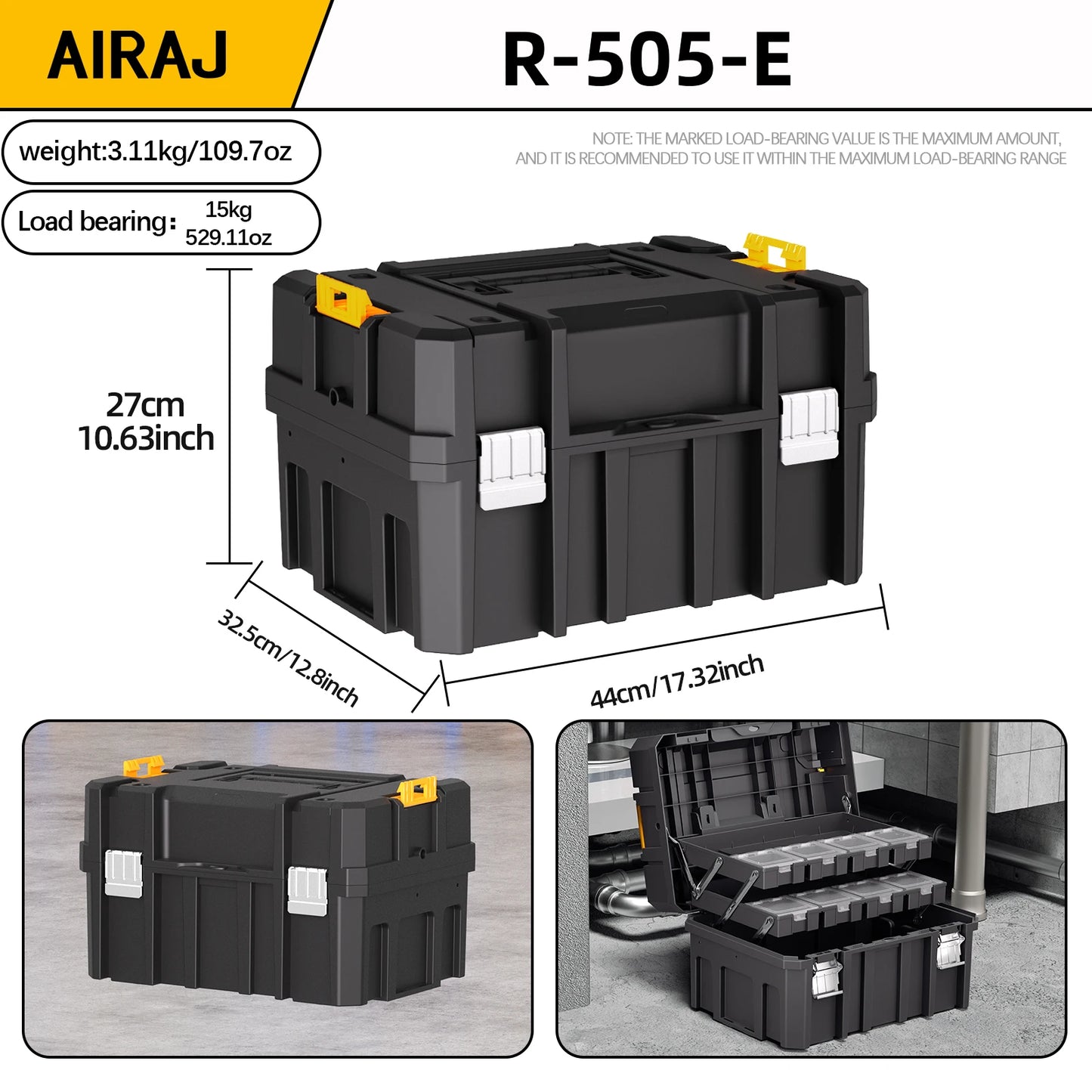 AIRAJ Multifunctional Stackable Rolling Tool Storage Box