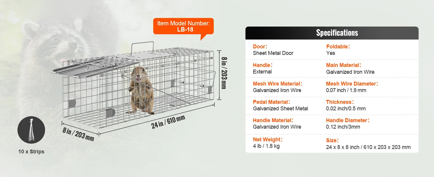 SucceBuy Foldable Live Animal Cage Trap with Handle for Cats