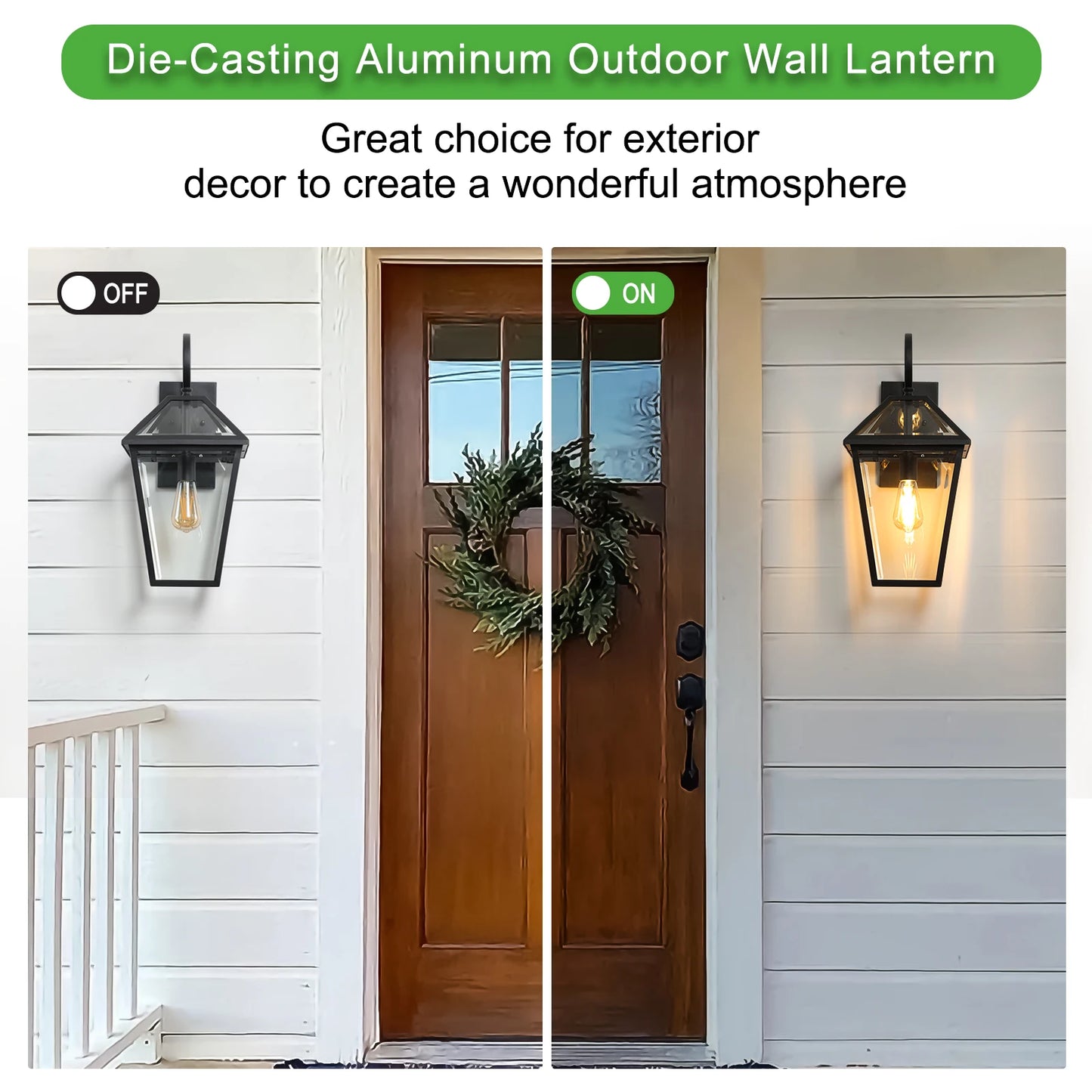 Outdoor Wall Light Classic Exterior Lantern With Glass Panel