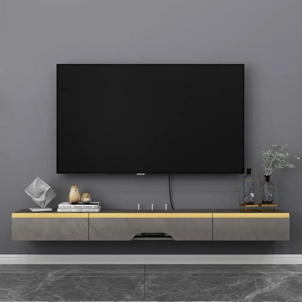 DAFIFY Modern Wall Mounted TV Console With Doors And Storage