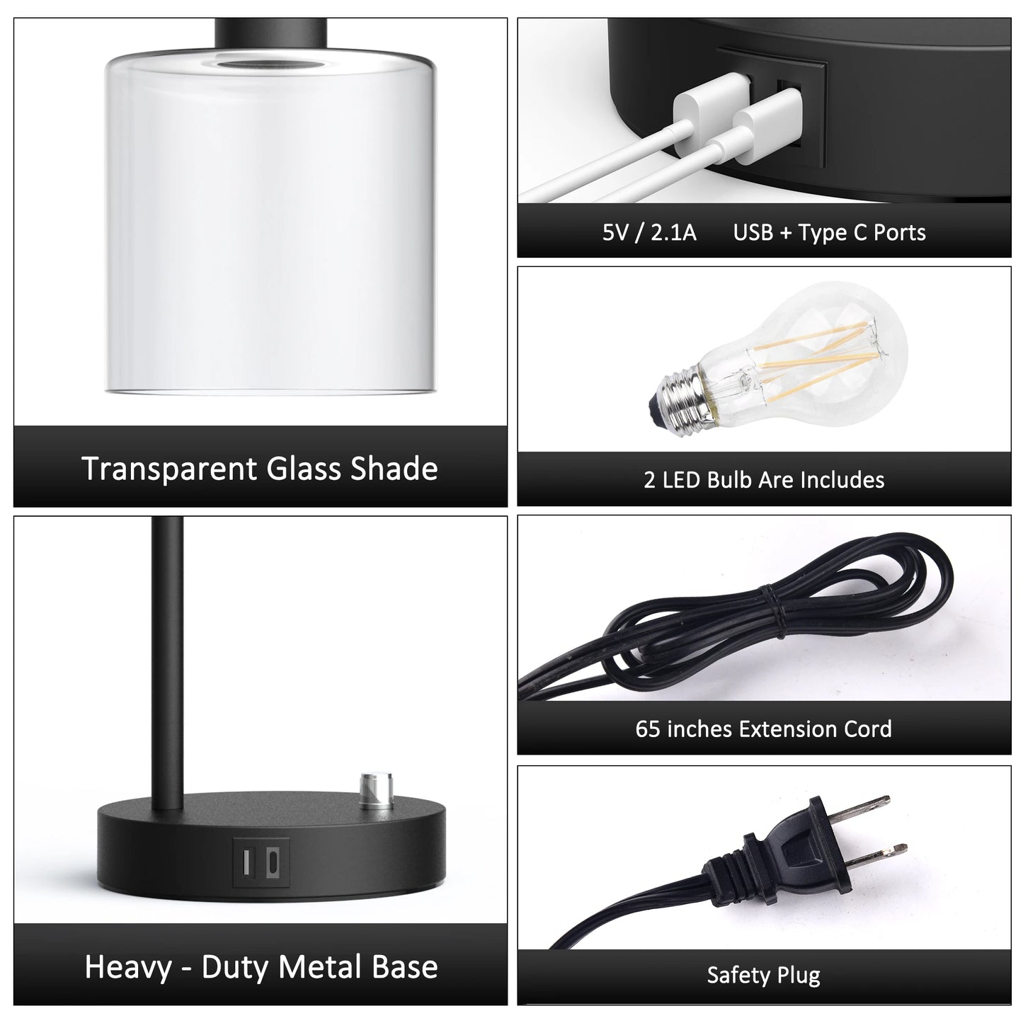 Hign-concerned Chemical Desk Lamp With USB Ports Set of 2