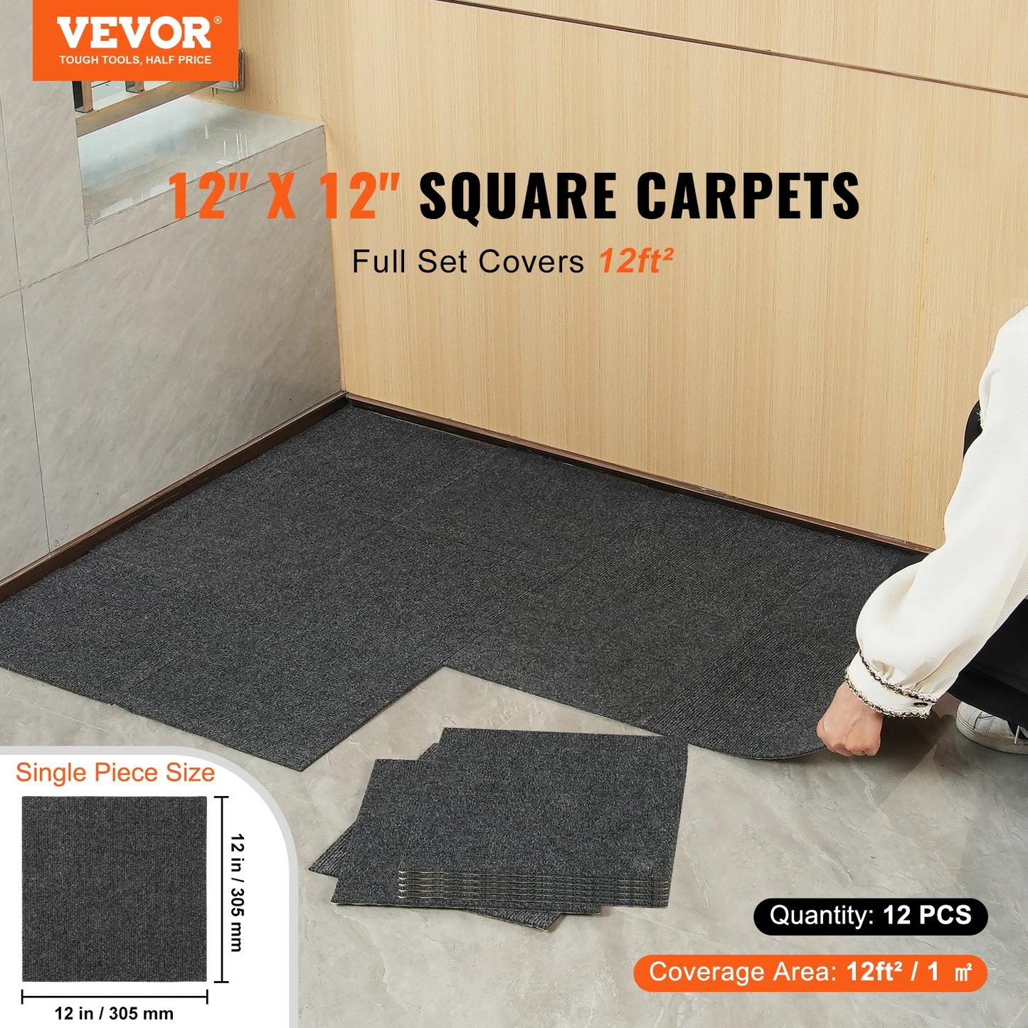 SucceBuy Peel And Stick Carpet Tiles Self Adhesive Flooring