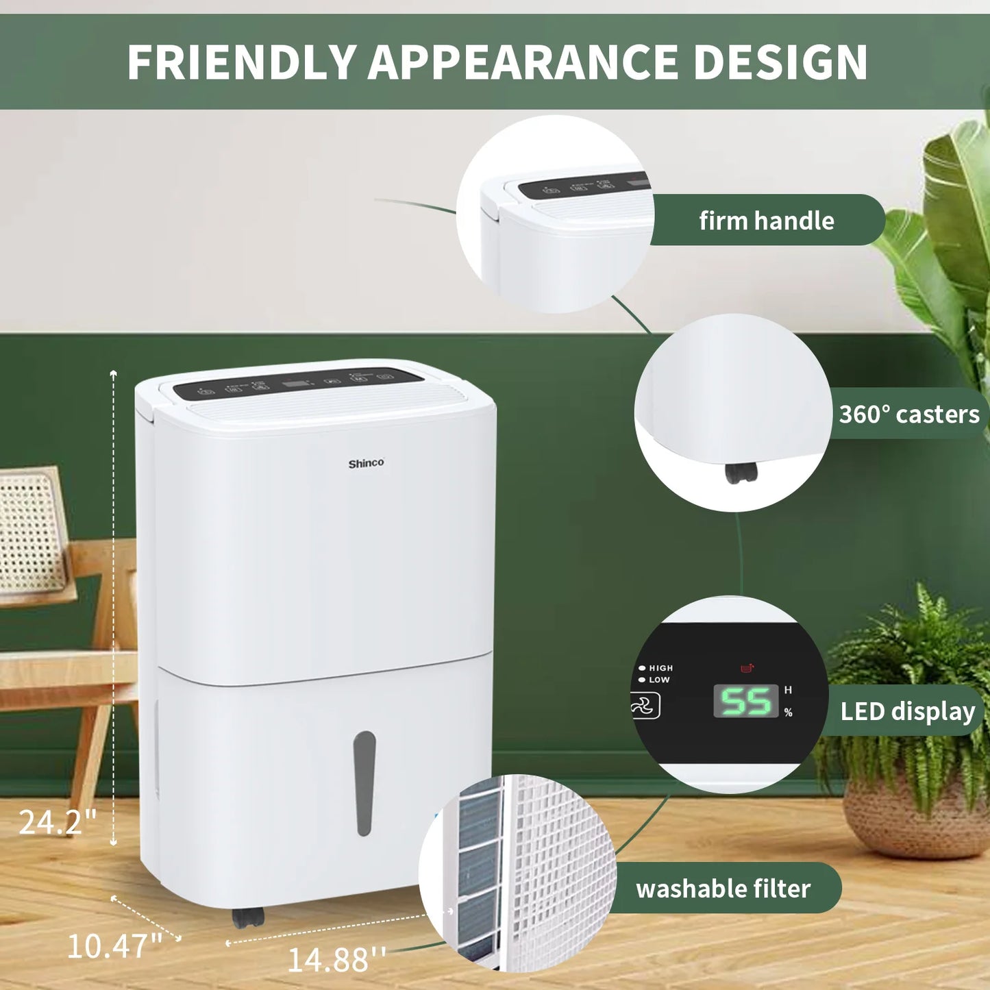 Shinco 150-Pint Energy Star Dehumidifier With WiFi For Large Spaces