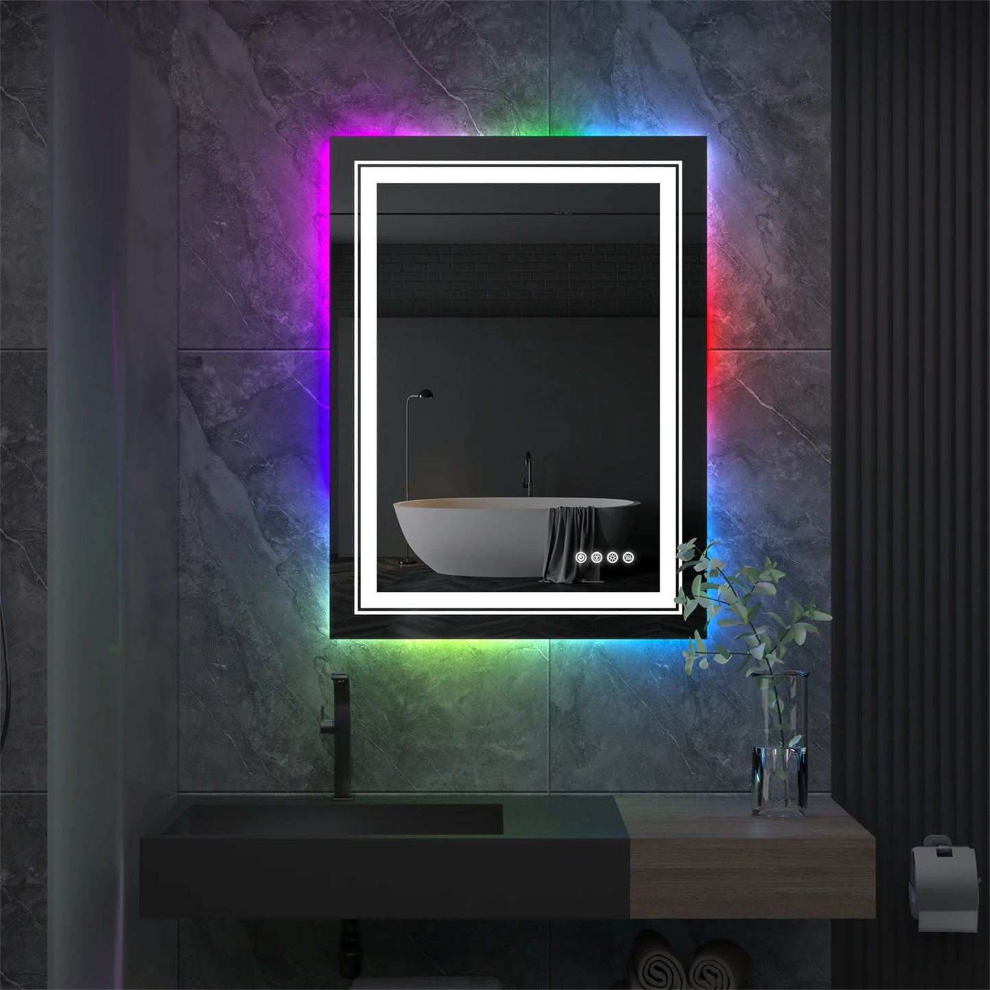 Wisfor LED Vanity Mirror RGB Backlit Dimmable Anti Fog