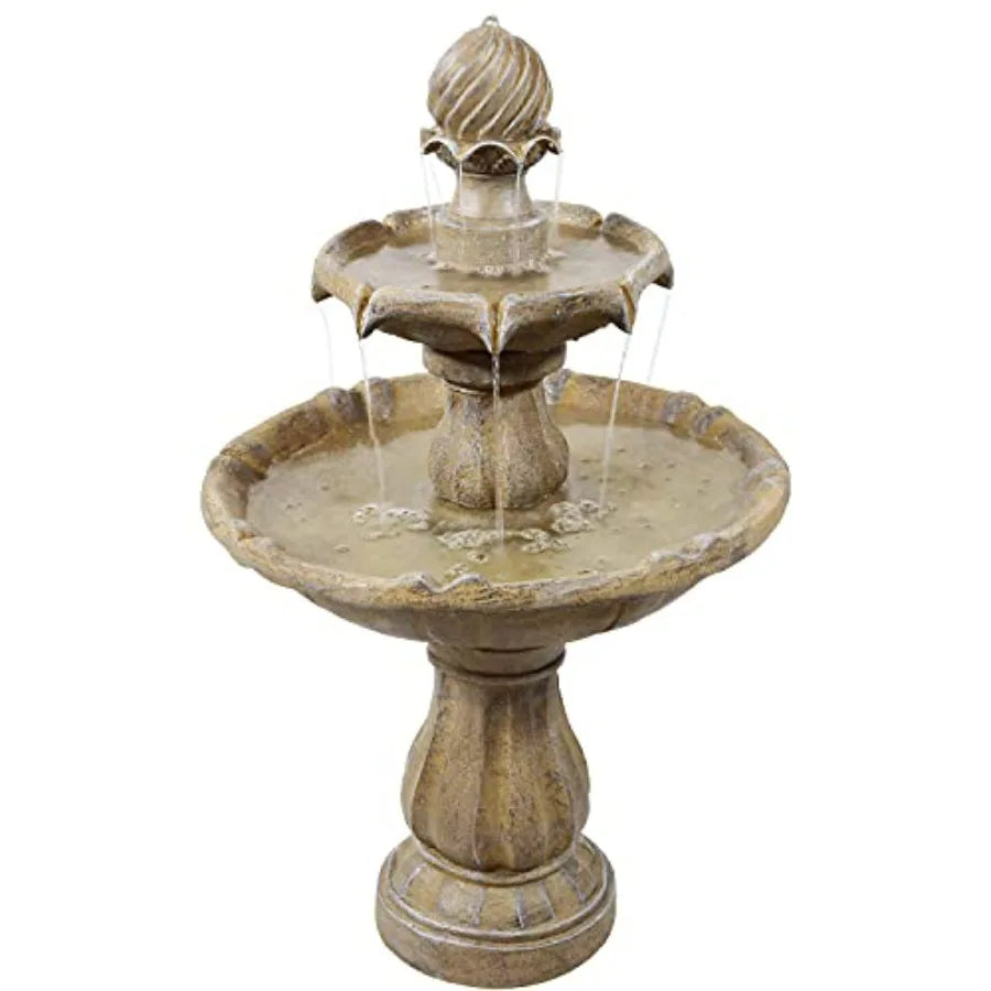 Solar 2 Tier Outdoor Water Fountain Battery Backup Pump