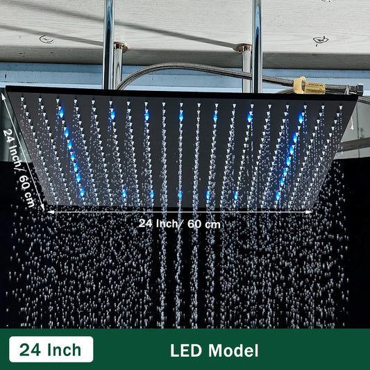 Rozin LED Rainfall Shower Head Ceiling Mounted With Installation Arm
