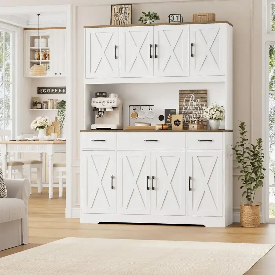 XMSJ Pantry Cabinet With Charging Station Kitchen Hutch