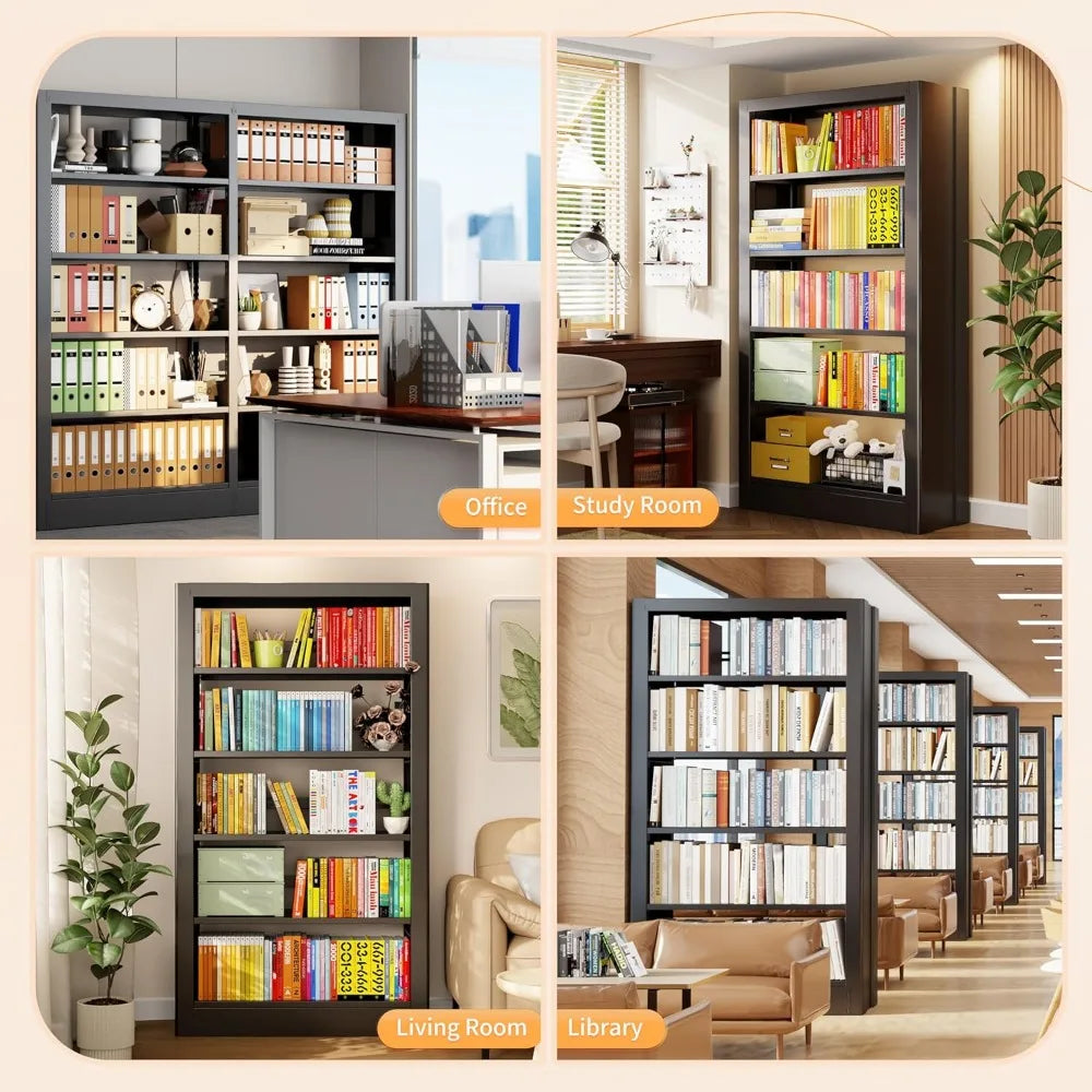 DAFIFY 5 Tier Metal Bookcase With Adjustable Shelves