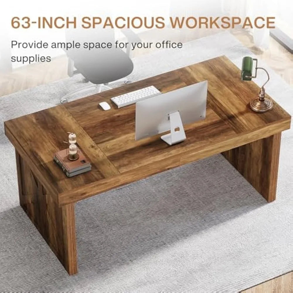 CHENGWEI Executive Computer Desk Modern Wood Office Desk