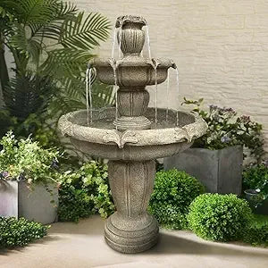 Watnature Birdbath Waterfall Fountain 3 Tier Pagoda Outdoor