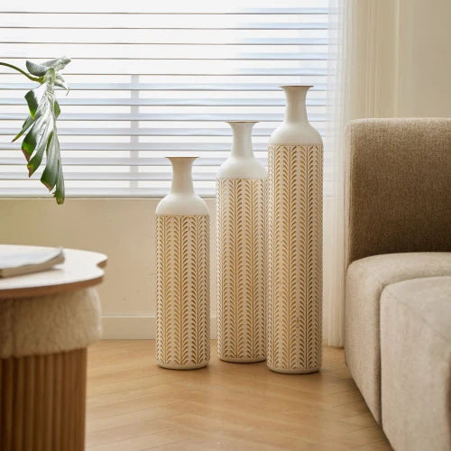 Hign-concerned Floor Metal Vase Modern Style Decor Set