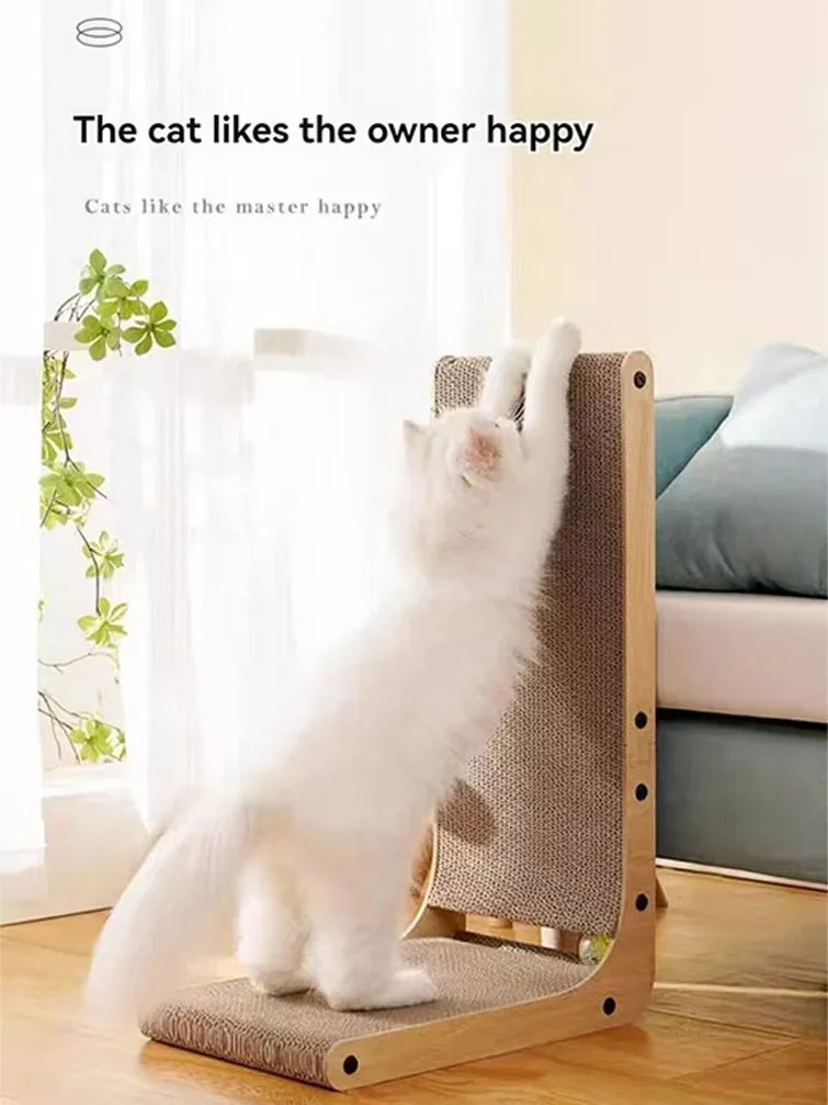 L Shaped Cat Scratching Post Three Layer Indoor Cardboard