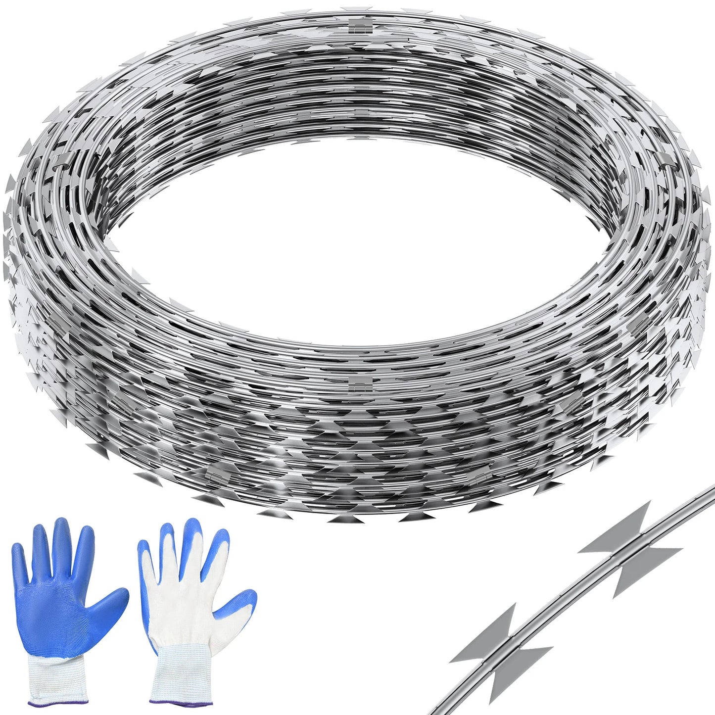 VEVOR Razor Wire Barbed Fence Fencing Double Spiral Galvanized Roll