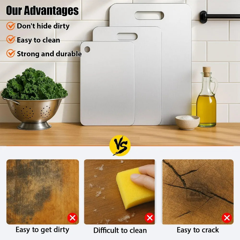 Titanium Cutting Board Set Three Pieces Durable Double Sided