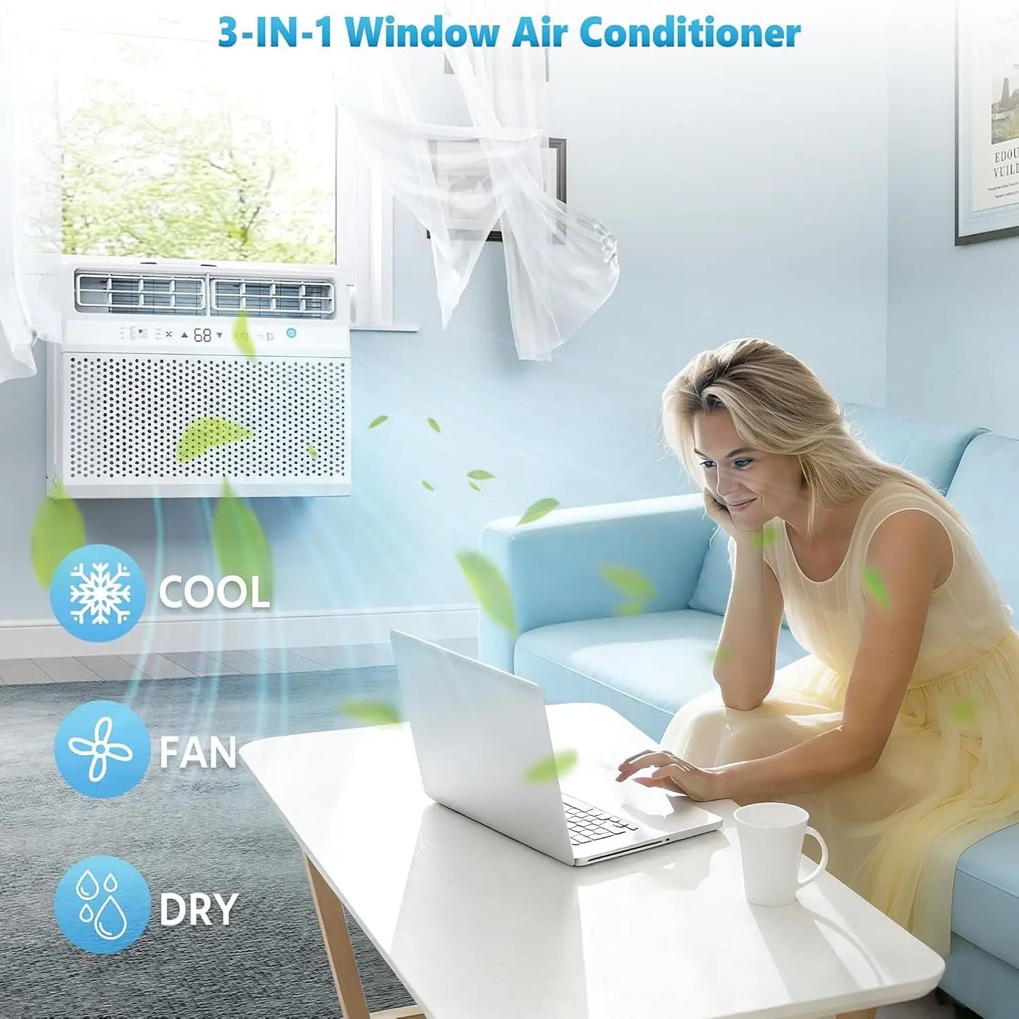 12000 BTU U Shaped Window Air Conditioner For Large Rooms