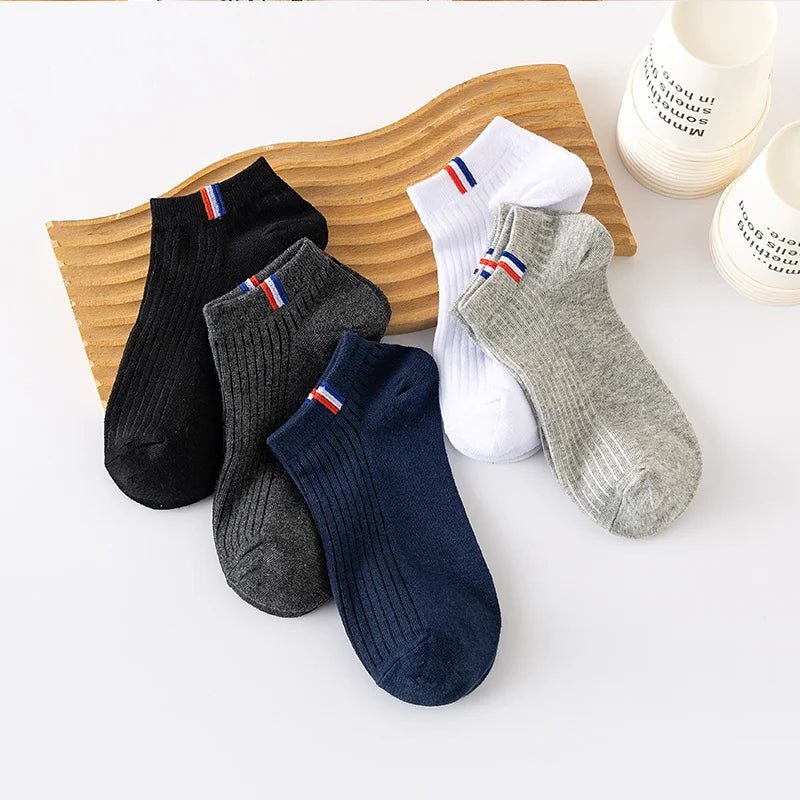 NONECN 5 Pairs Breathable Sweat Absorbing Mens Boat Socks