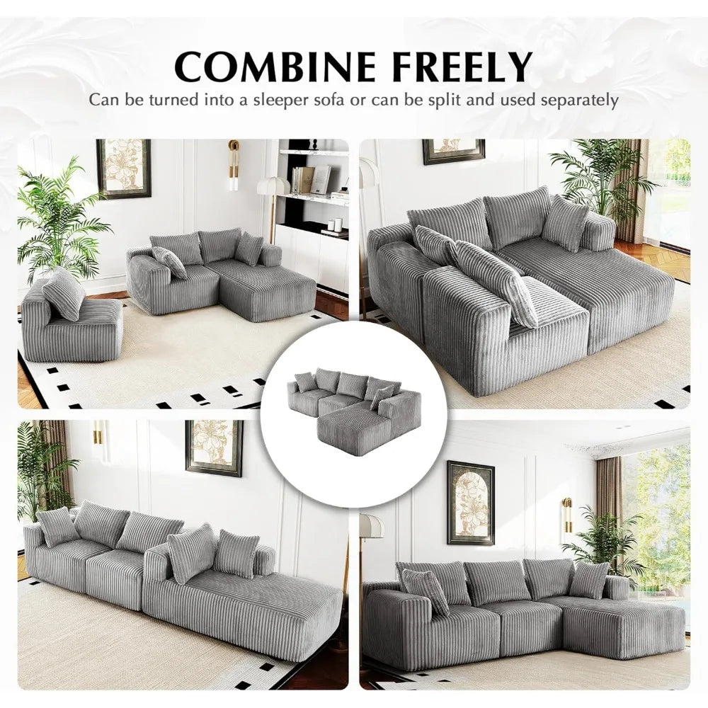 DAFIFY L Shaped Modular Sectional Sofa With Sleeper Chaise