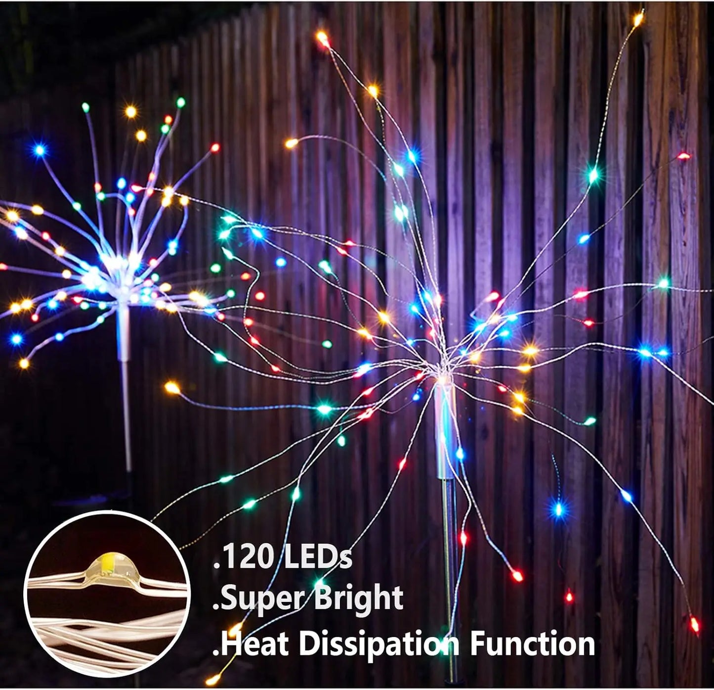 XMSJ Solar Firework LED Lights 120 LEDs Outdoor Garden Decor