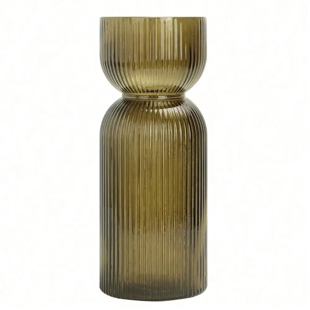 Hign-Concerned Translucent Ribbed Glass Tabletop Vase