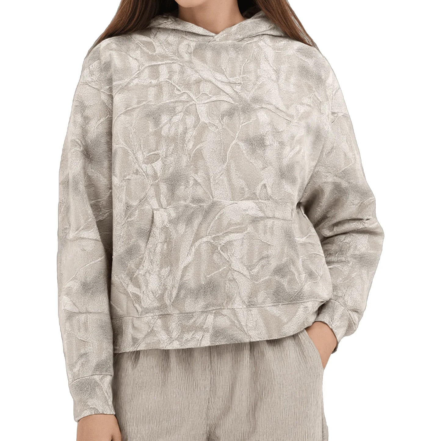 Womens Camo Maple Leaf Print Hooded Polyester Sweatshirt