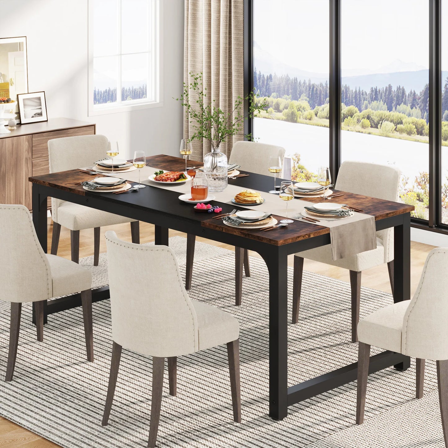 Tribesigns Industrial Dining Table for Dining Room