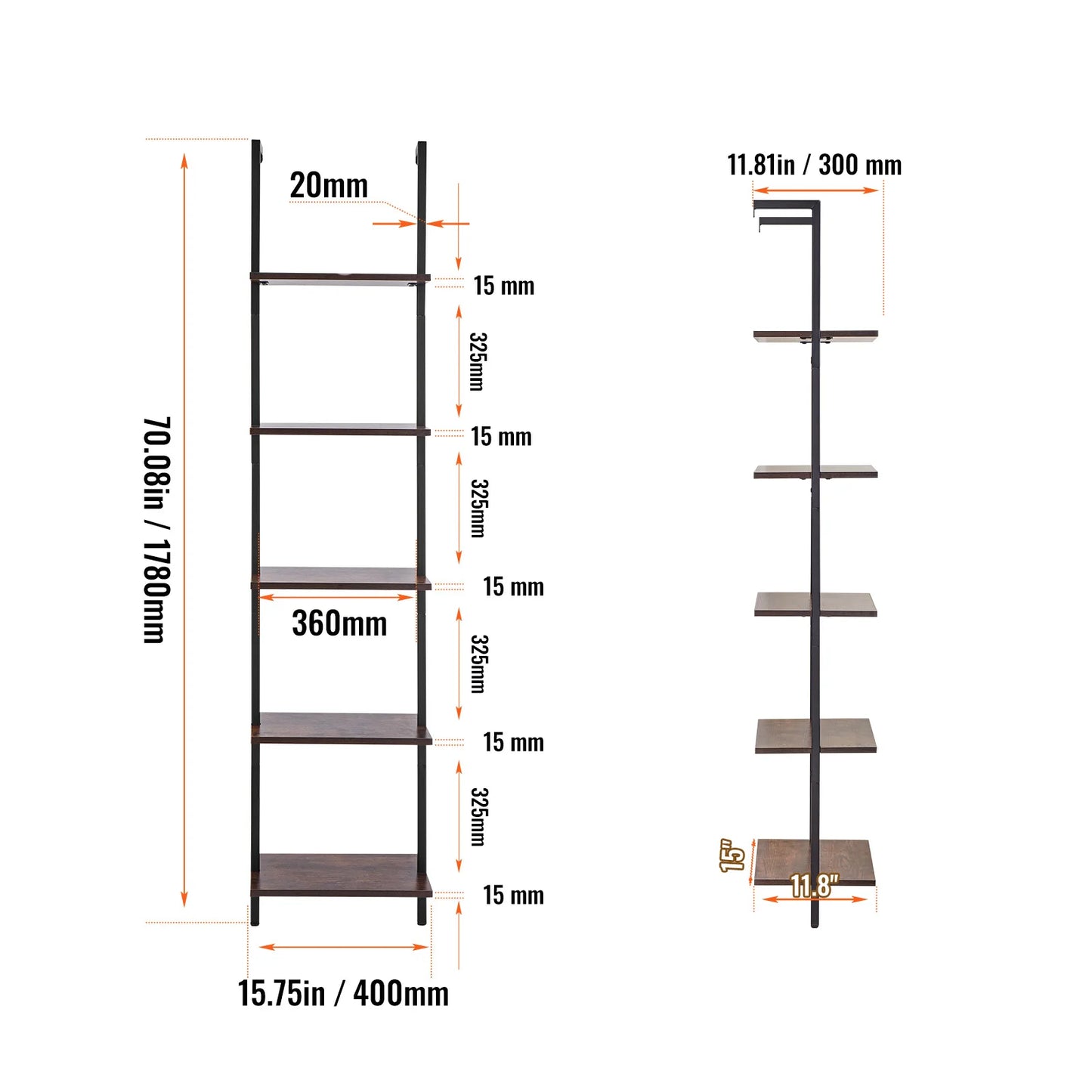 SucceBuy Industrial Pipe Shelving Wall Mount Wood Shelves