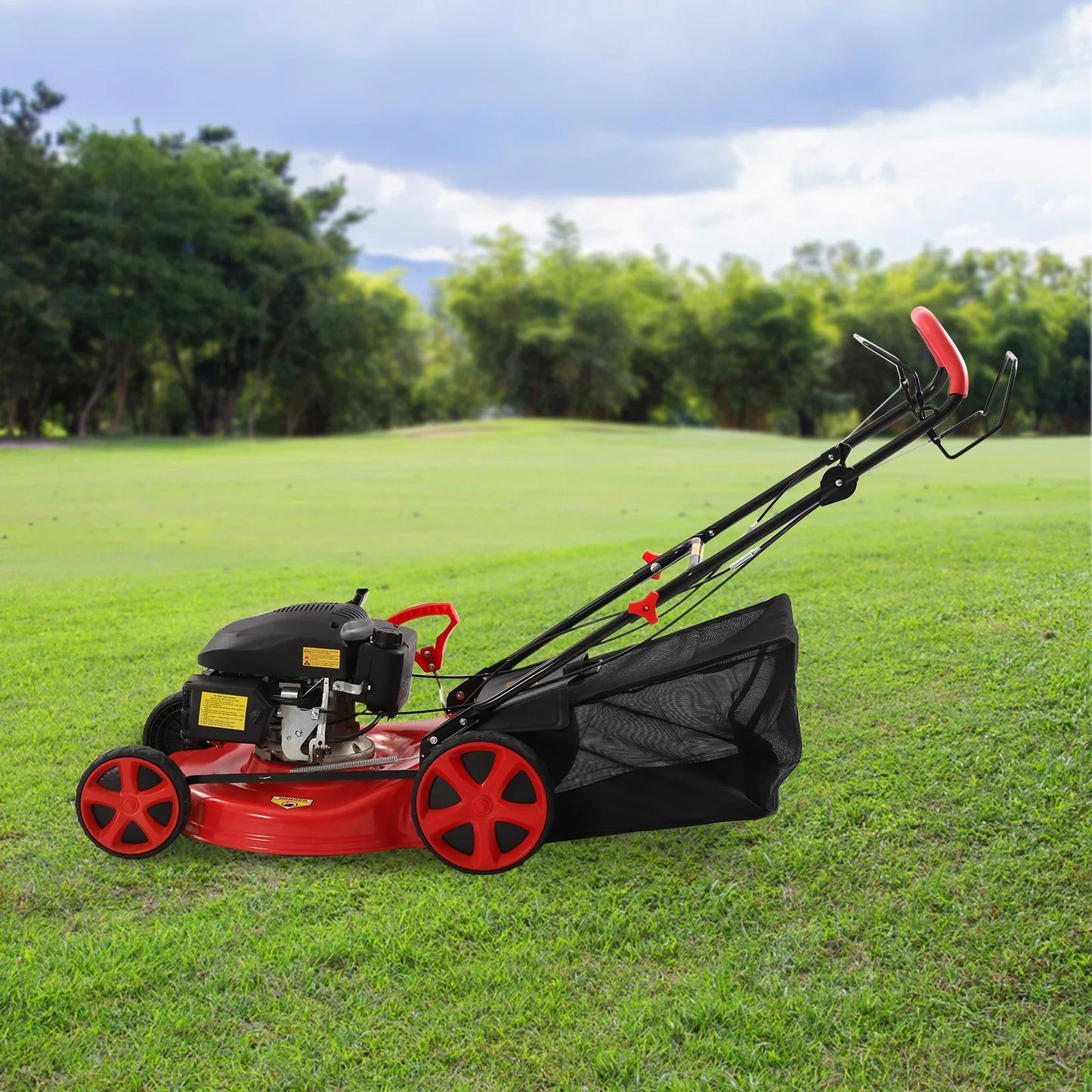 Bymaocar Gas Lawn Mower 140cc 4 Stroke 3in1 Rear Bag