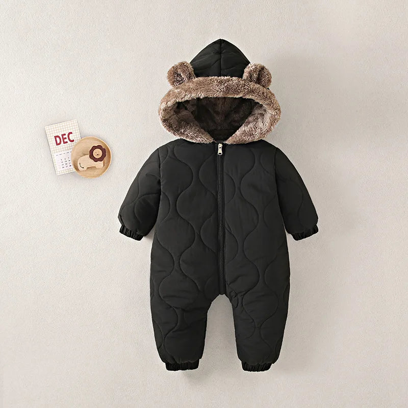Toddler Boy Hooded Fleece Velvet Snowsuit Autumn Winter Warmth