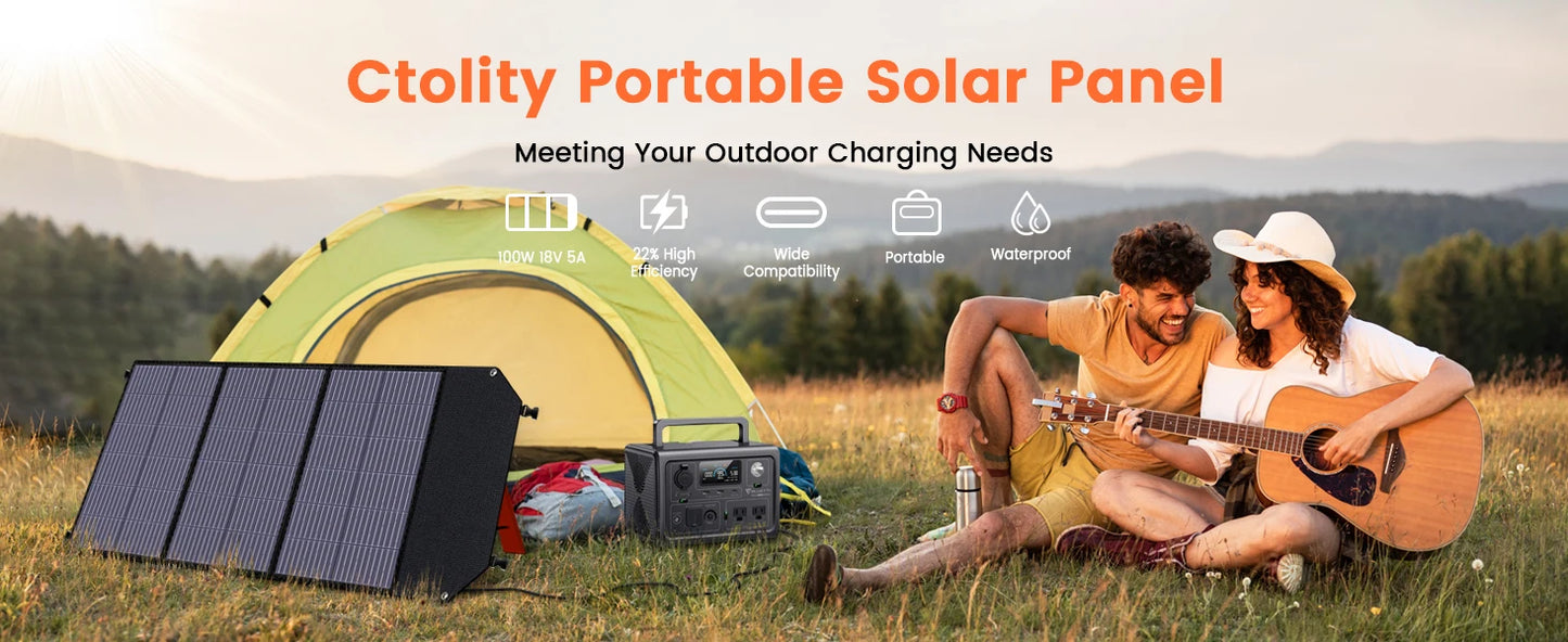 CTOLITY Portable Solar Panel Kit With MPPT 18V Foldable