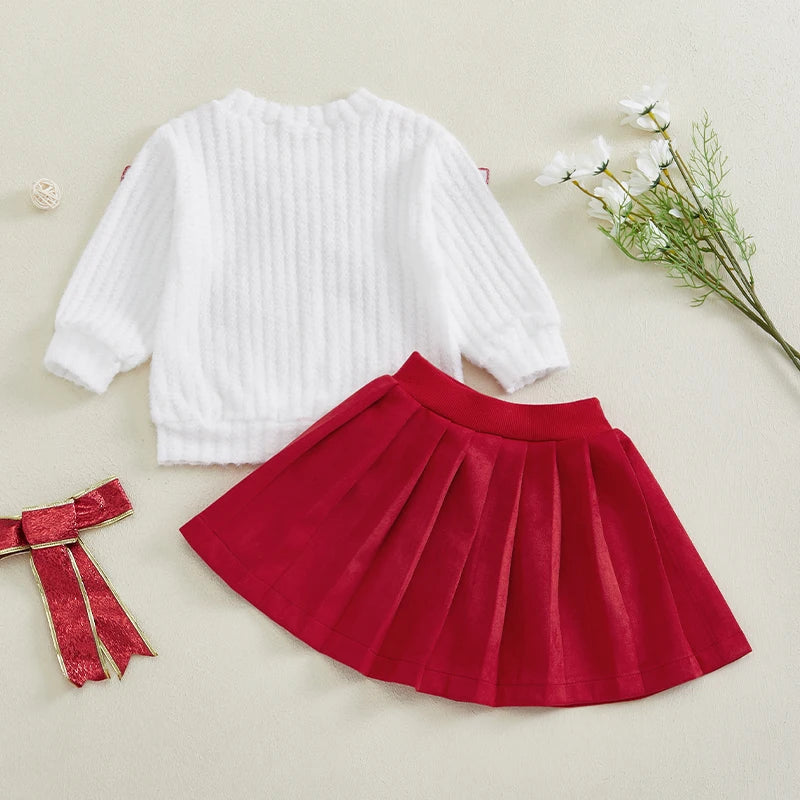Cute Baby Girl 2 Piece Winter Knitwear Set With Bow