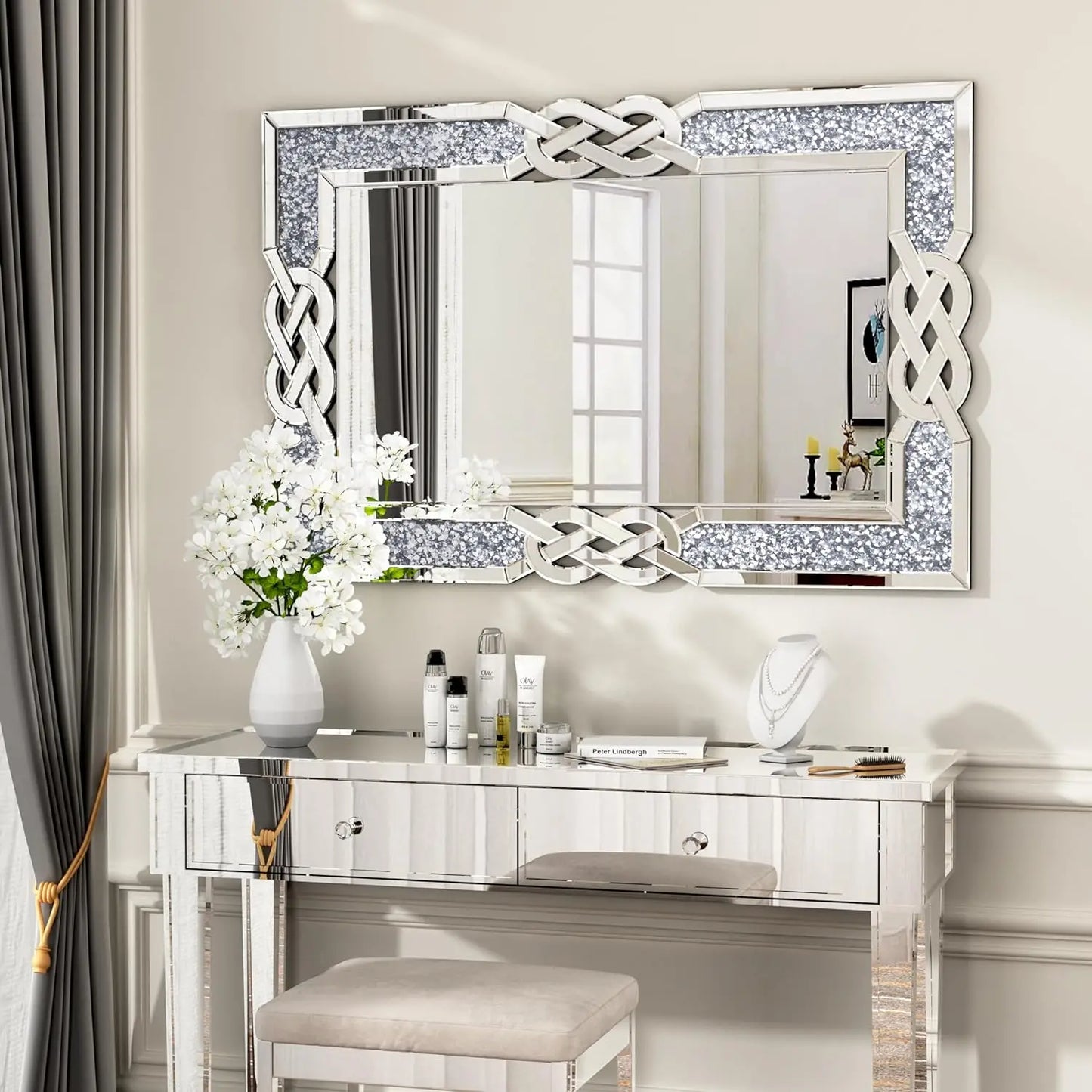 Hign-concerned Crystal Diamond Vanity Wall Mirror Decor