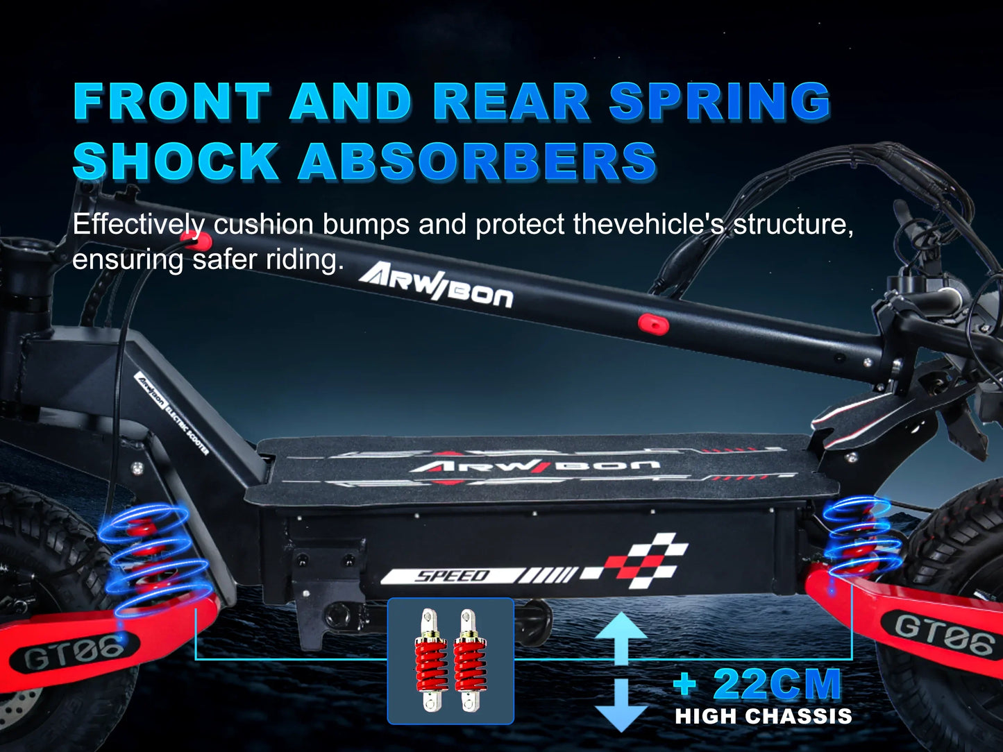 Arwibon GT06 Foldable 1200W E-Scooter For Adults Max Speed 25MPH