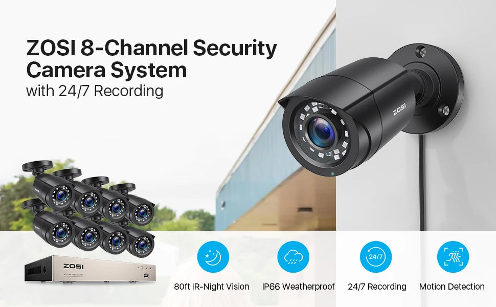 ZOSI 8CH CCTV System H265 Plus 5MP Lite DVR Kit 1080P