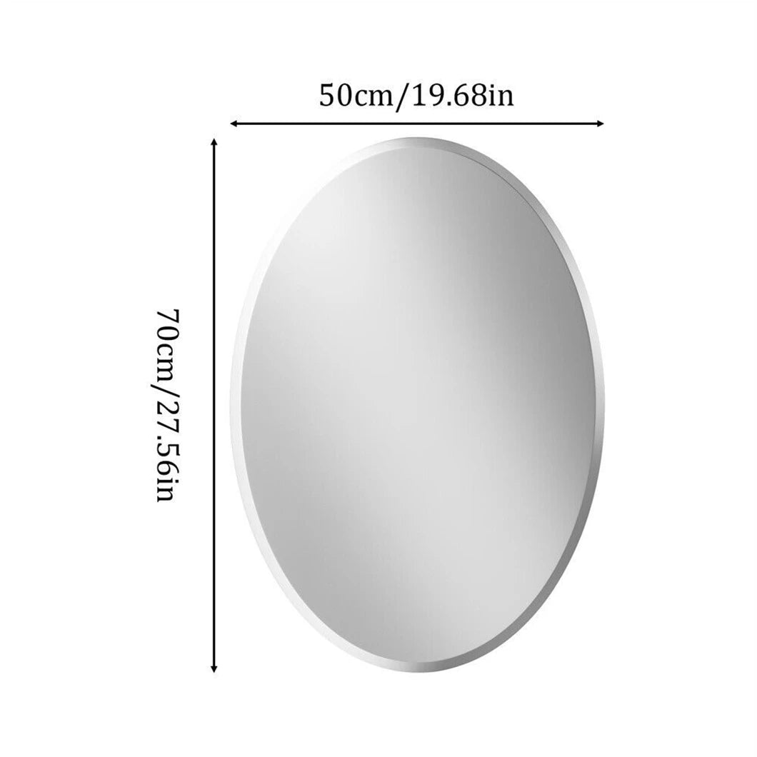 BORWART Frameless Oval Wall Mirror Beveled Silver Edge